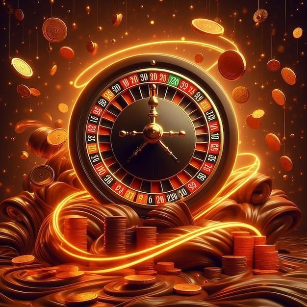 Close-up grid taruhan roulette dengan chip virtual berwarna-warni
